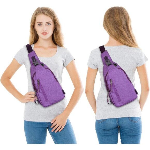 Unisex Waterproof Nylon Sling Crossbody Bag with Multiple Pockets for Travel and - Picture 7 of 13
